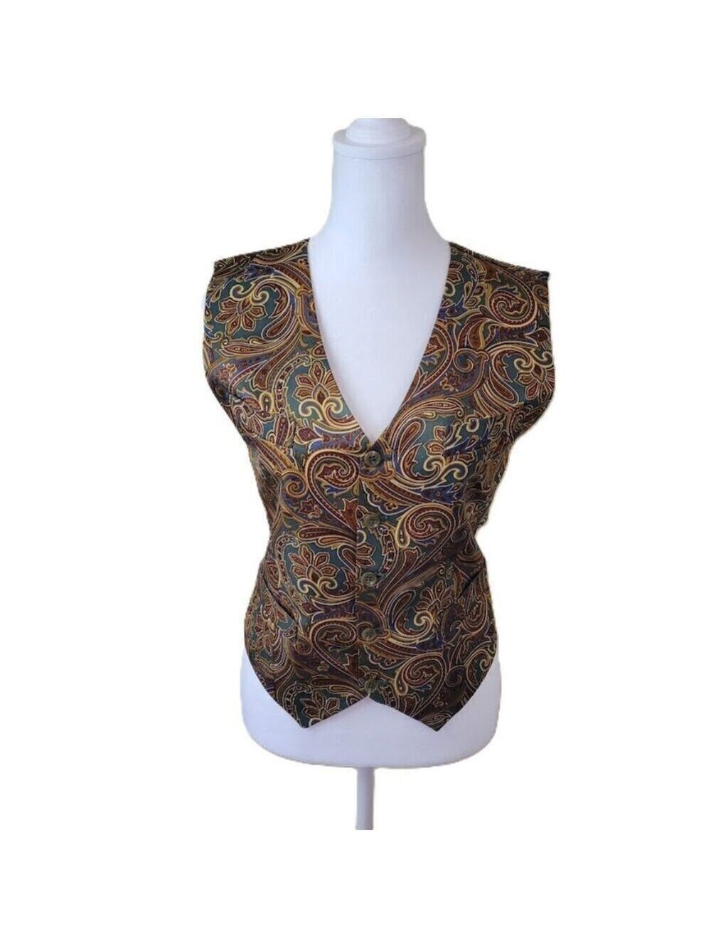 Vintage 100% Silk Classiques Paisley Vest Women's Size S Petites